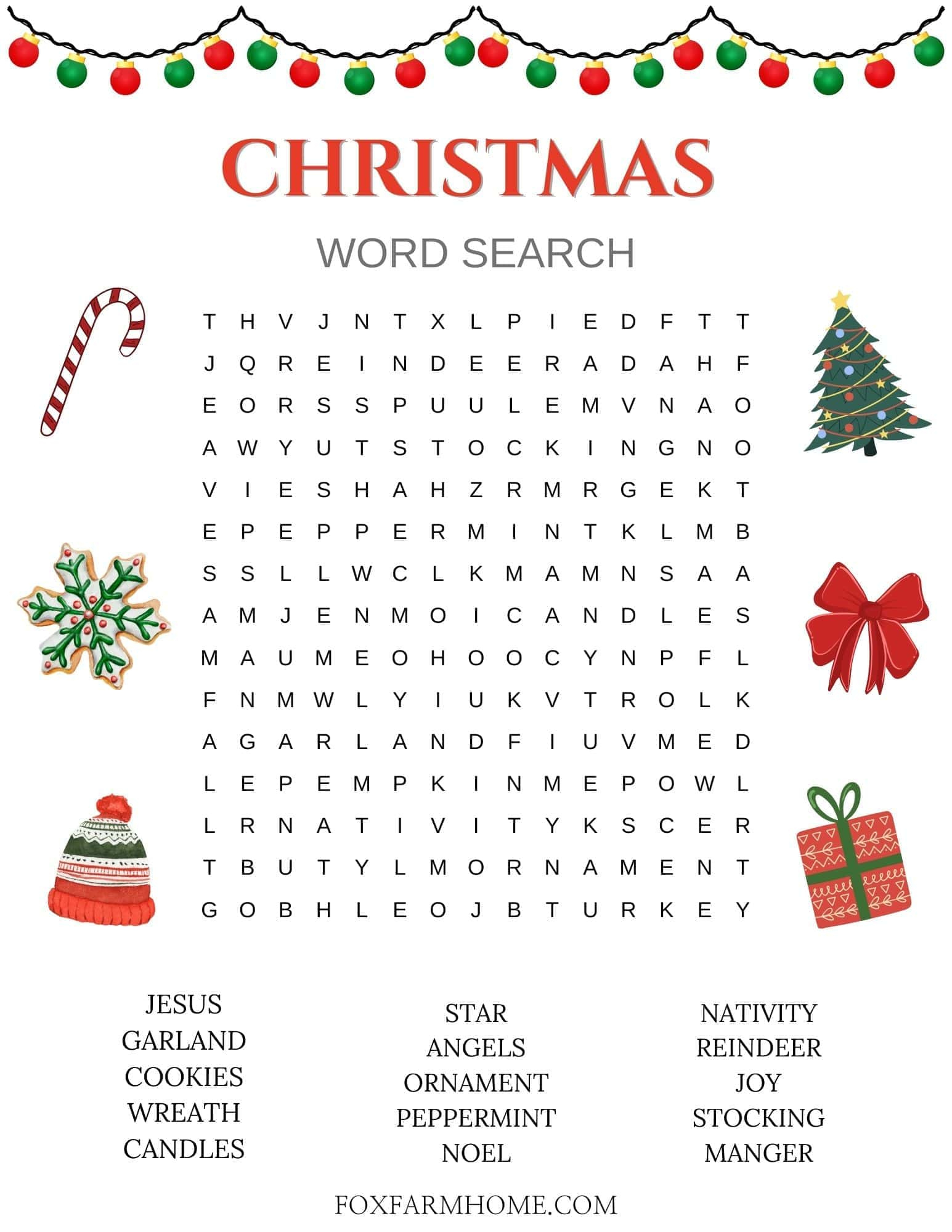 Christmas Word Search For Kids - Fox Farm Home inside Christmas Word Search Printable