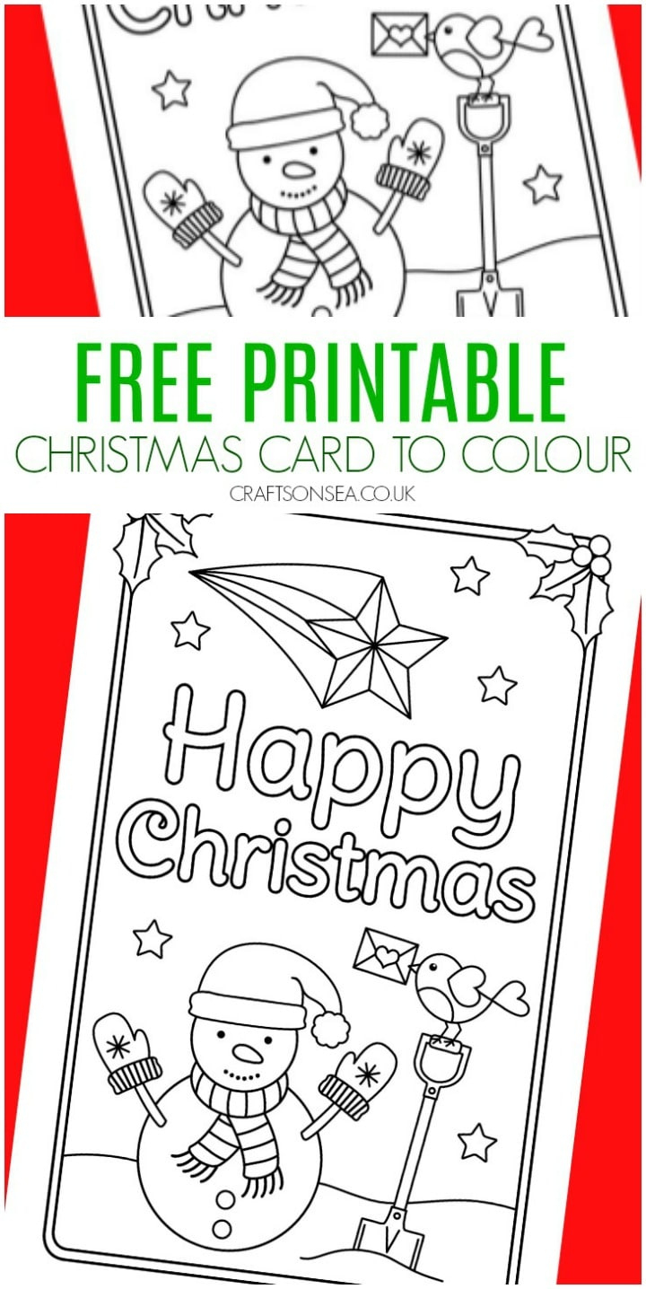 Color In Christmas Card: Free Snowman Design - Crafts On Sea for Free Printable Christmas Card Kids