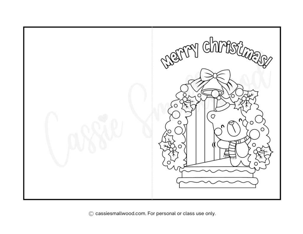 Cute Christmas Cards To Color - Cassie Smallwood inside Printable Christmas Card to Colour