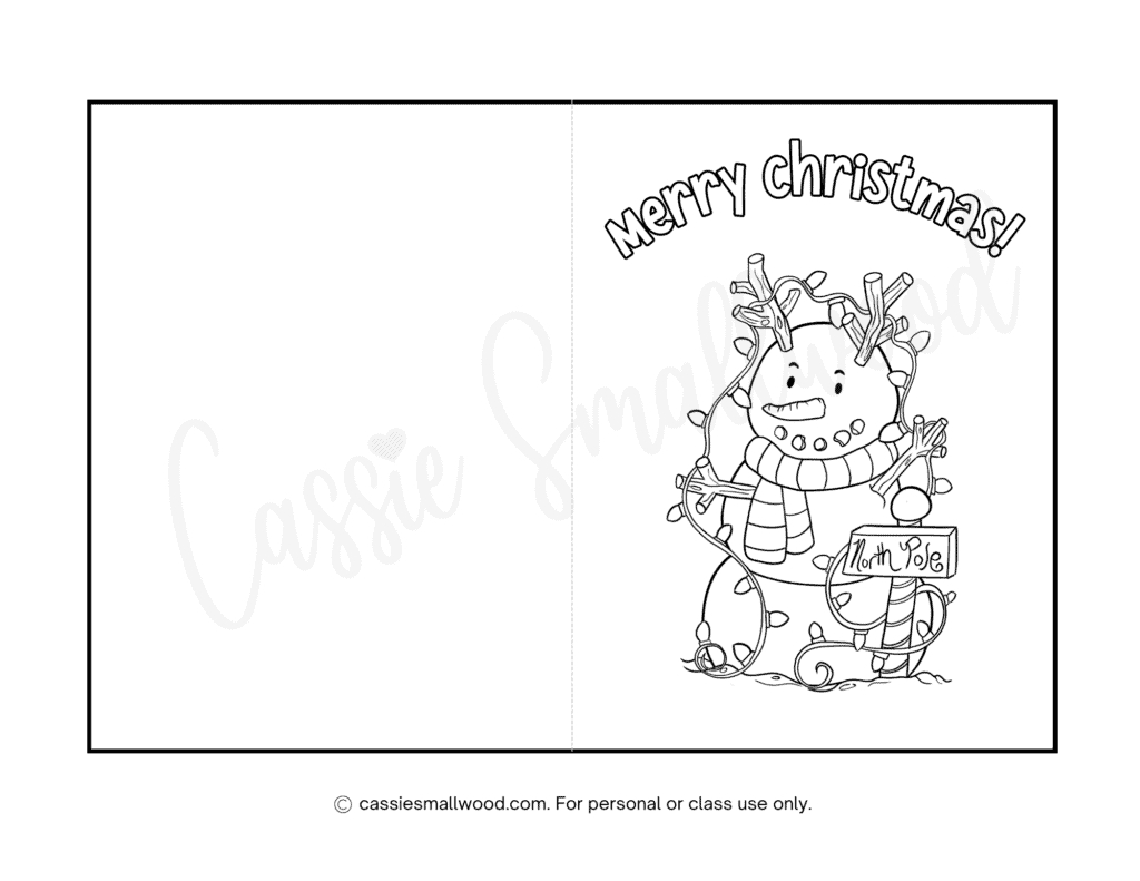 Cute Christmas Cards To Color - Cassie Smallwood regarding Printable Christmas Card to Colour
