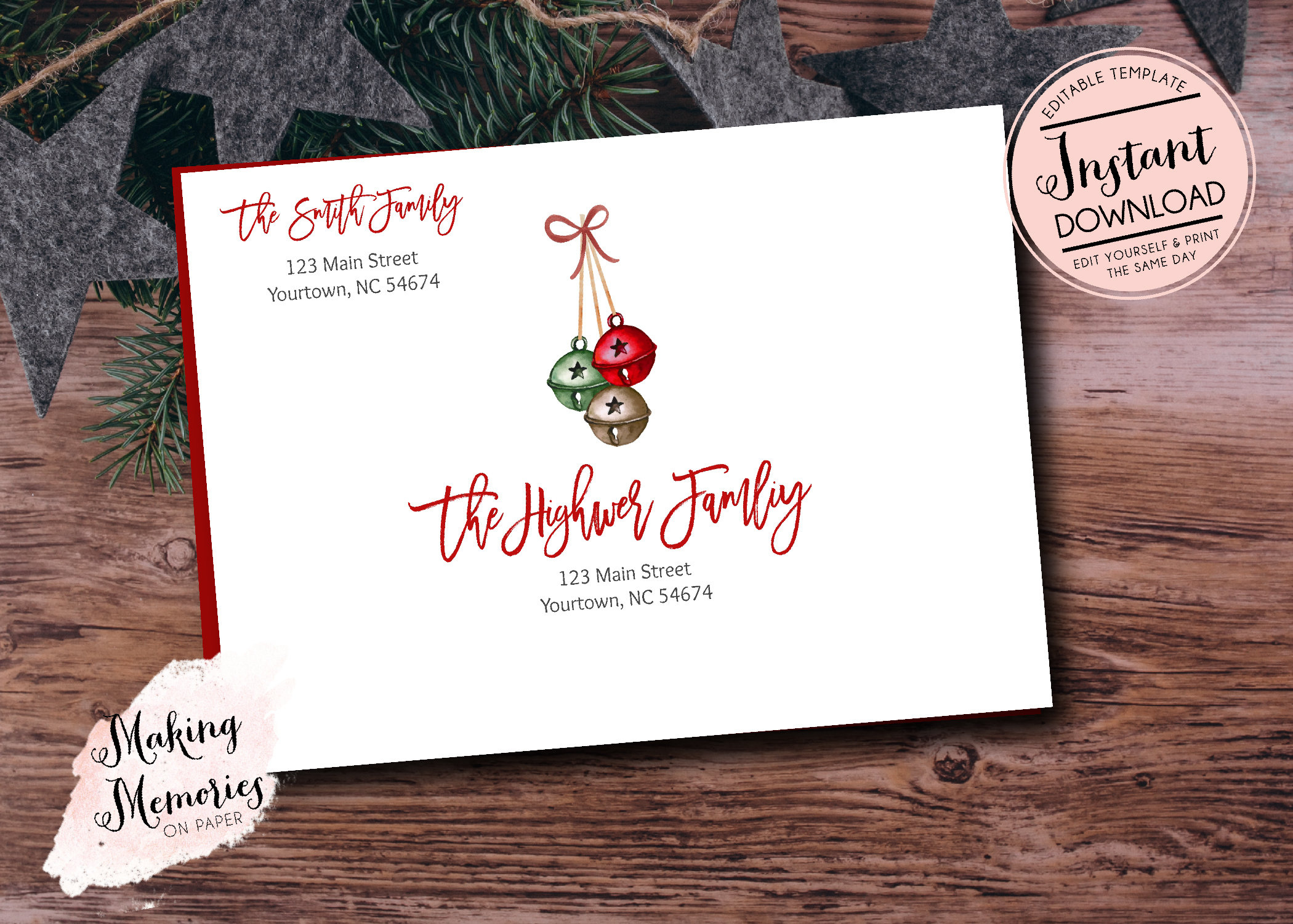 Editable Christmas Envelope Template, Addressed Christmas with Printable Christmas Card Envelopes