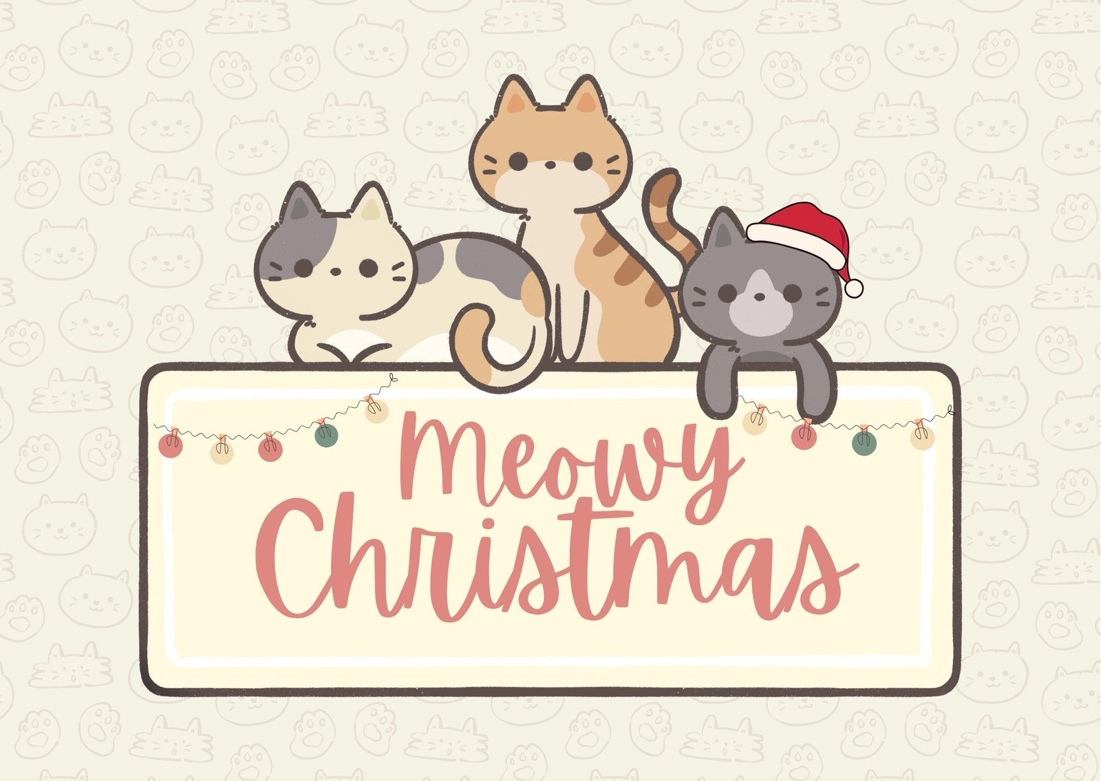 Free Cat Christmas Card Templates To Edit And Print | Canva intended for Printable Cat Christmas Card Digital Download