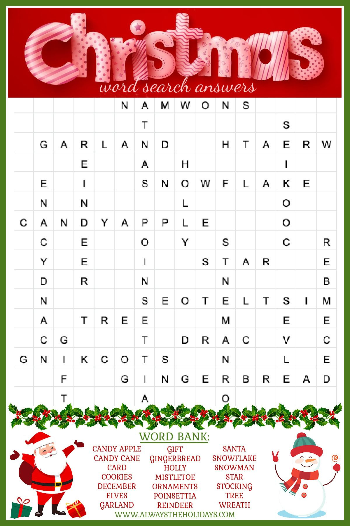 Free Christmas Word Search Printable - With Answer Key Included intended for Holiday Word Search Printable With Answers