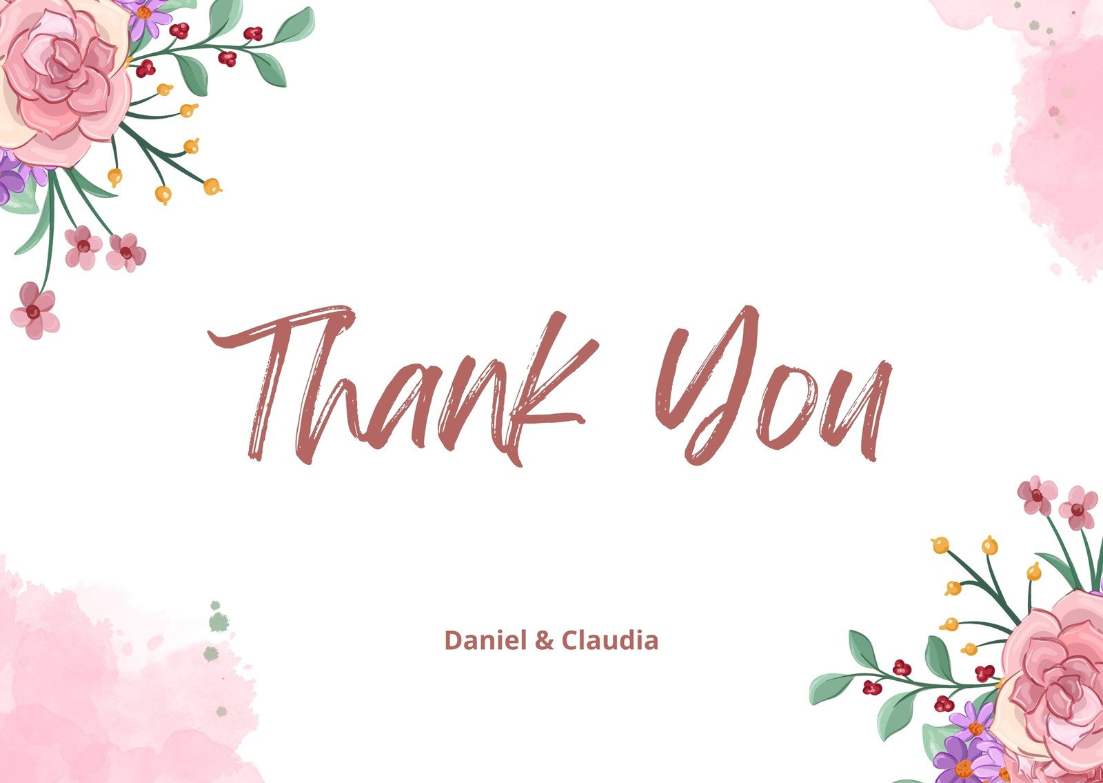 Free Custom Printable Bridal Shower Thank You Card Templates | Canva within Flower Thank You Cards Printable
