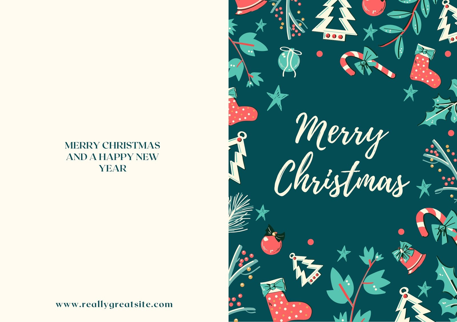 Free Custom Printable Christmas Folded Card Templates | Canva throughout Printable Christmas Card Paper