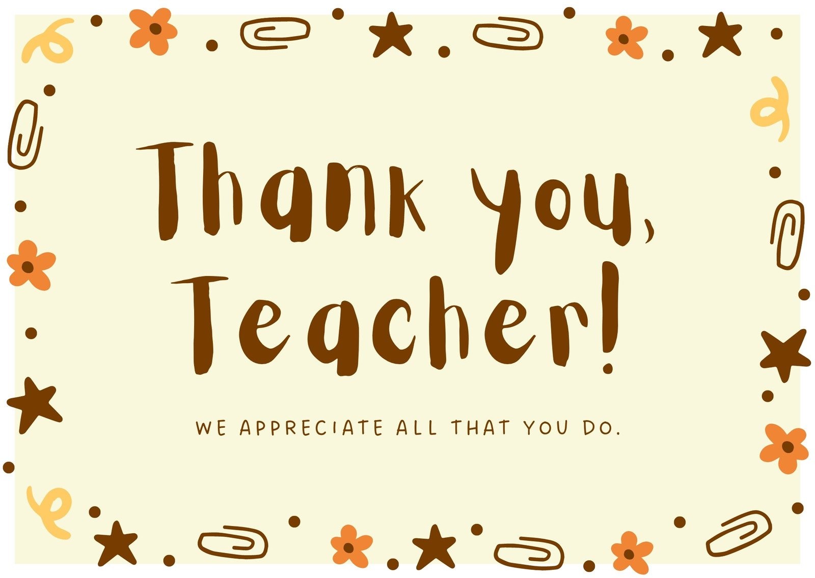 Free Custom Printable Teacher Thank You Card Templates | Canva for Teacher Thank You Cards Printable