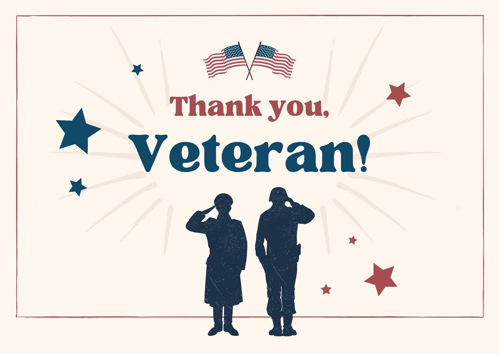 Free Custom Printable Veterans Day Card Templates | Canva with Printable Veterans Day Thank You Cards