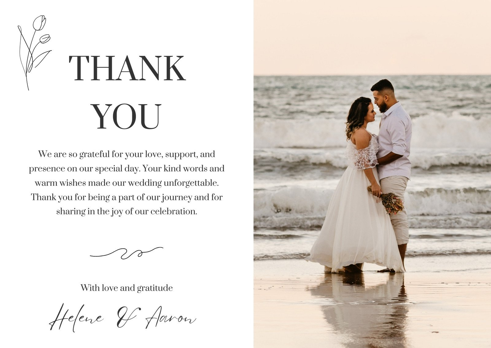 Free Custom Printable Wedding Thank You Card Templates | Canva for Wedding Thank You Cards Printable