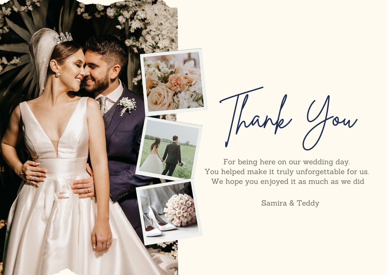 Free Custom Printable Wedding Thank You Card Templates | Canva with Printable Thank You Cards Free For Wedding