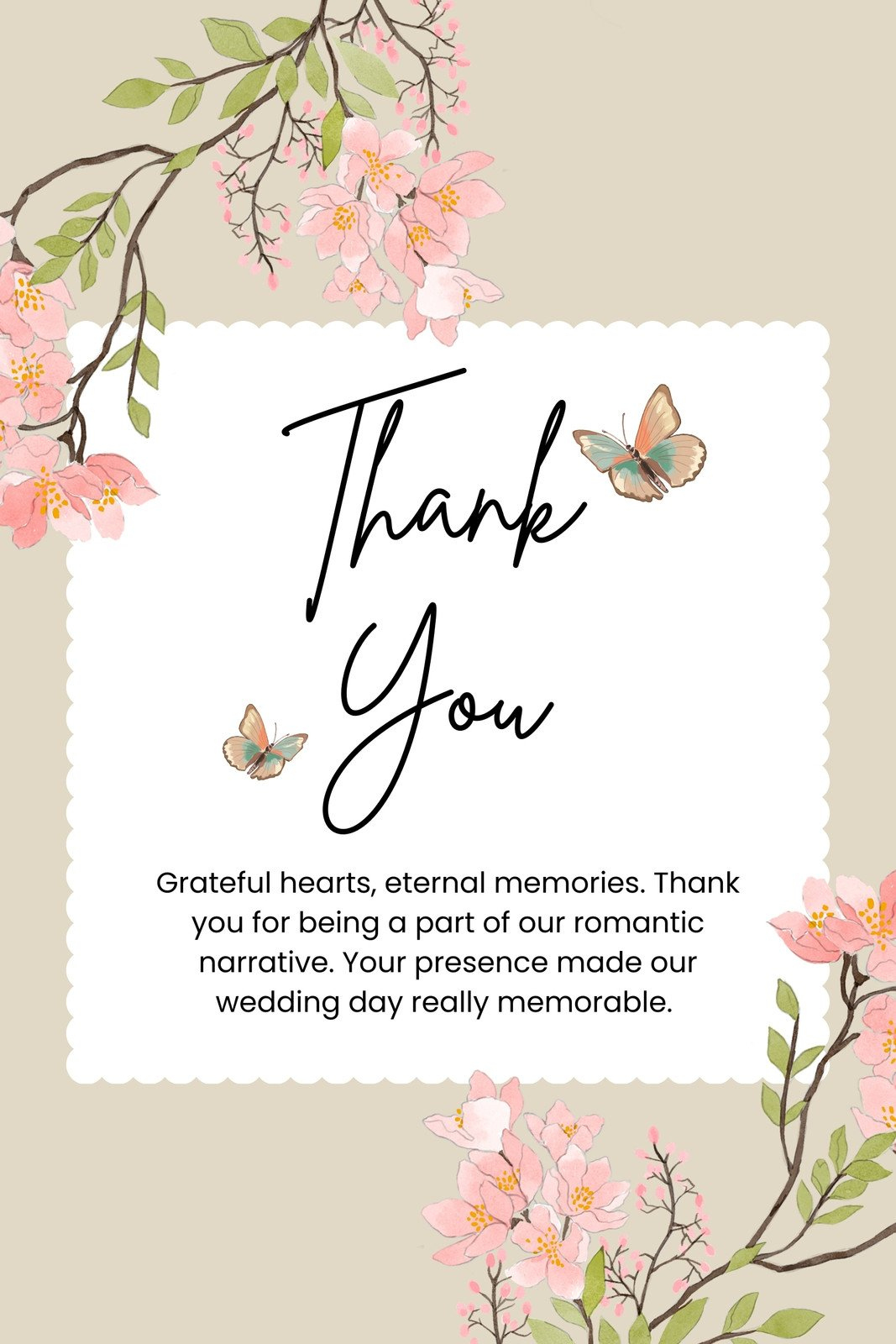 Free Custom Printable Wedding Thank You Card Templates | Canva with Printable Thank You Cards Free For Wedding