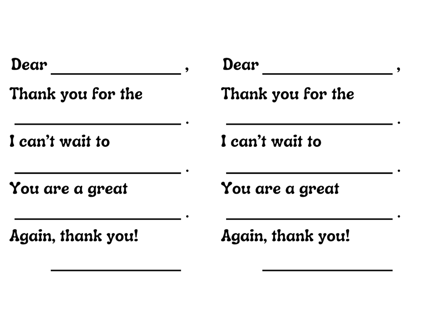Free Fill In The Blank Thank You Card Printable regarding Fill In The Blank Thank You Cards Printable Free