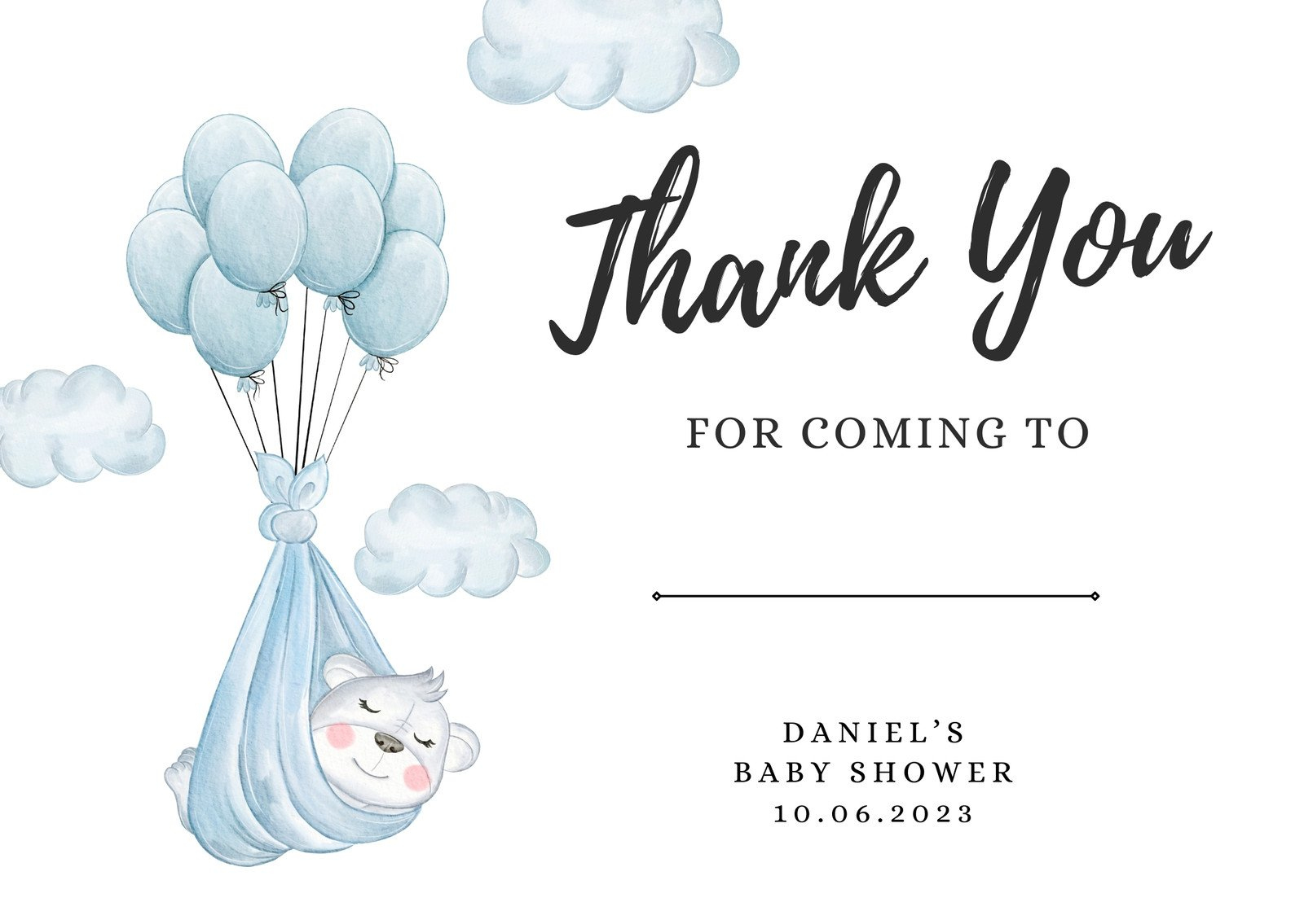 Free Printable Baby Shower Thank You Card Templates | Canva for Free Printable Event Thank You Cards