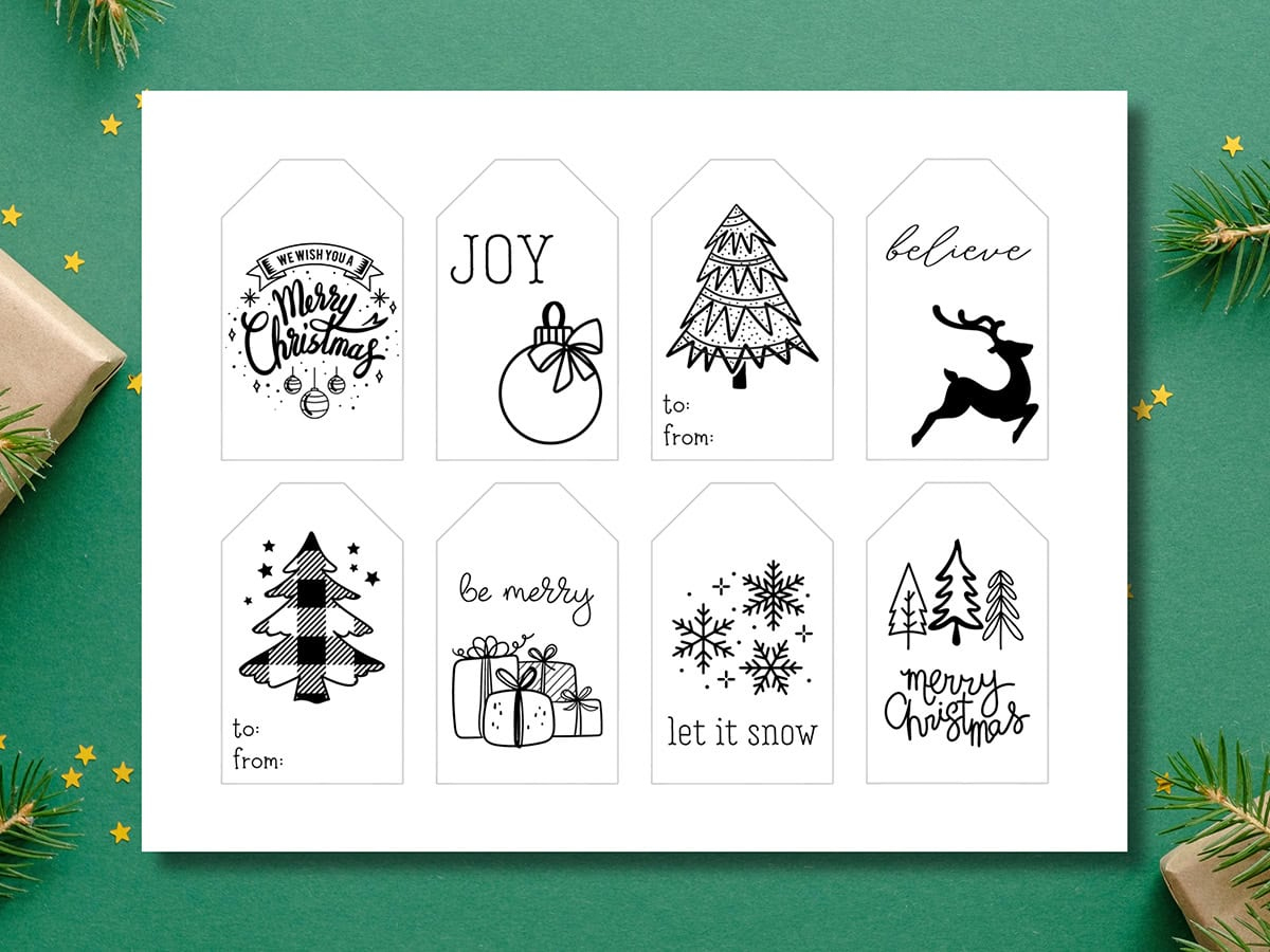 Free Printable Black And White Christmas Gift Tags - Aubree Originals with Christmas Gift Tags Printable Black And White
