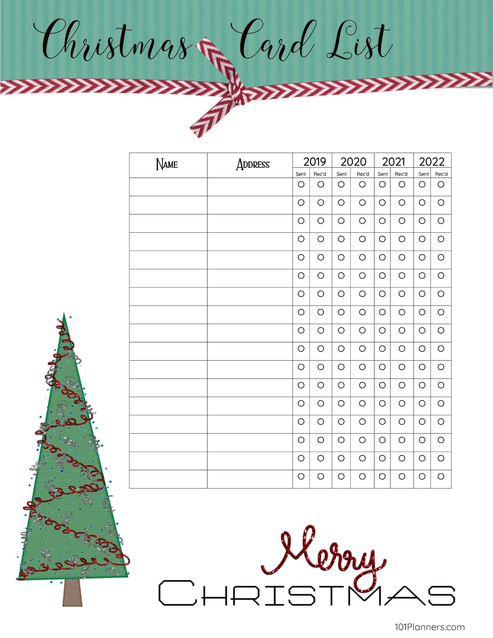 Free Printable Christmas Gift List Template inside Free Printable Christmas Card List Templates