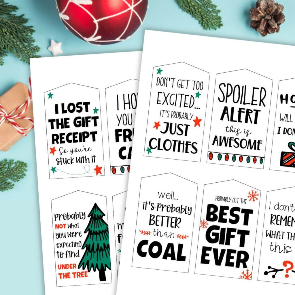 Free Printable Funny Christmas Gift Tags - The Savvy Sparrow within Printable Funny Christmas Tags