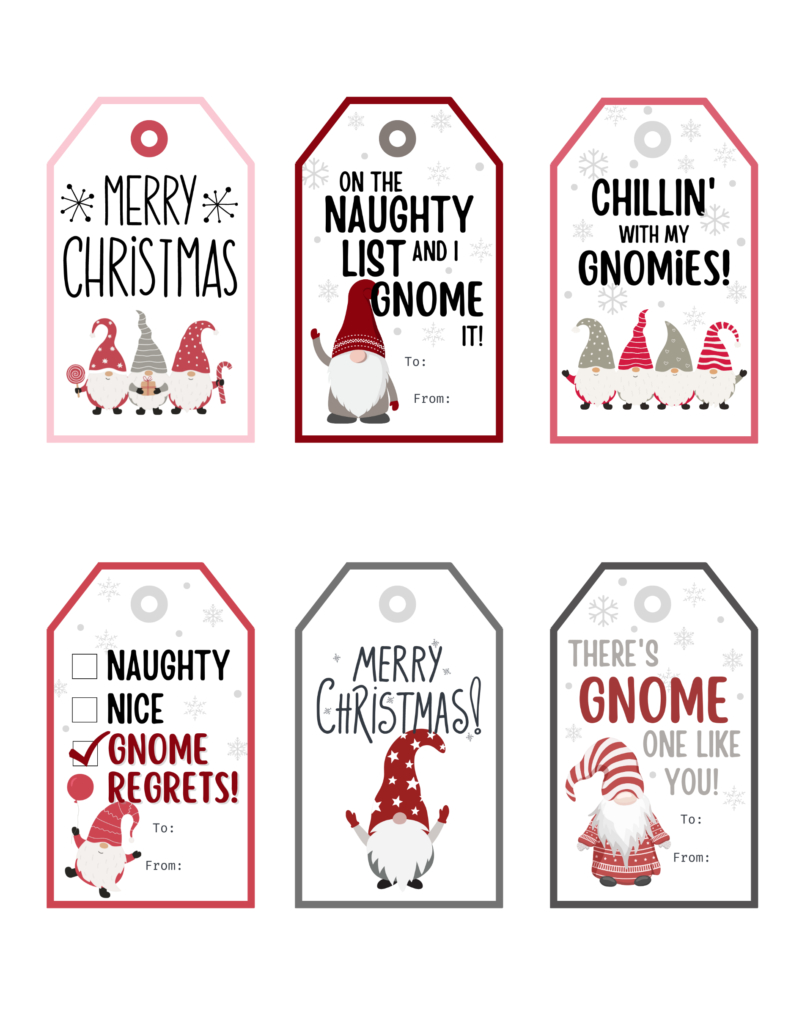 Free Printable Gnome Christmas Gift Tags | Baking You Happier intended for Cute Printable Christmas Tags