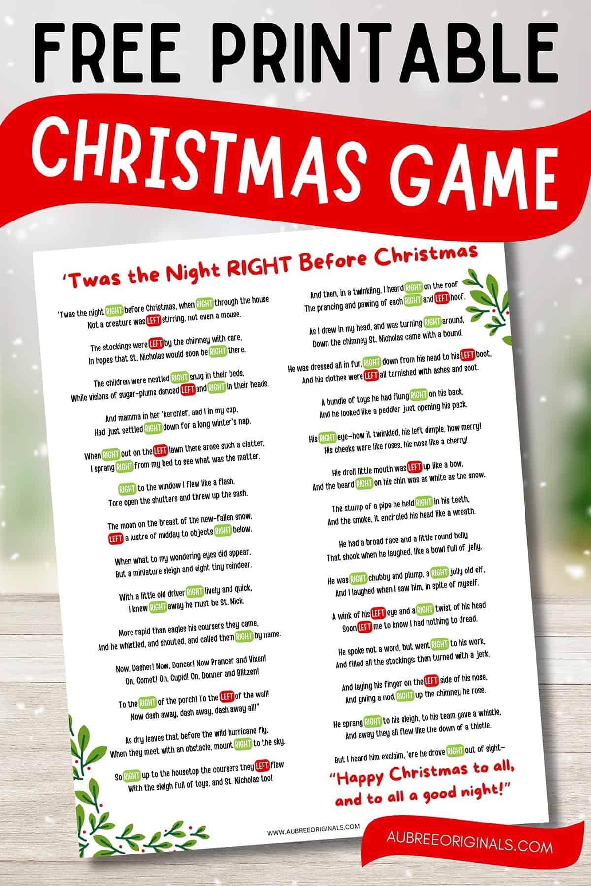 Free Printable Right Left Christmas Game Story - Aubree Originals intended for Left Right Christmas Game Printable Free