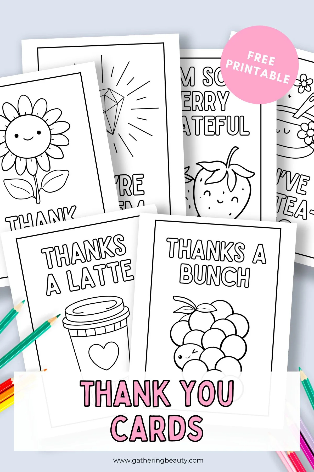 Free Printable Thank You Cards To Colour — Gathering Beauty with regard to Free Printable Thank You Cards For Kids