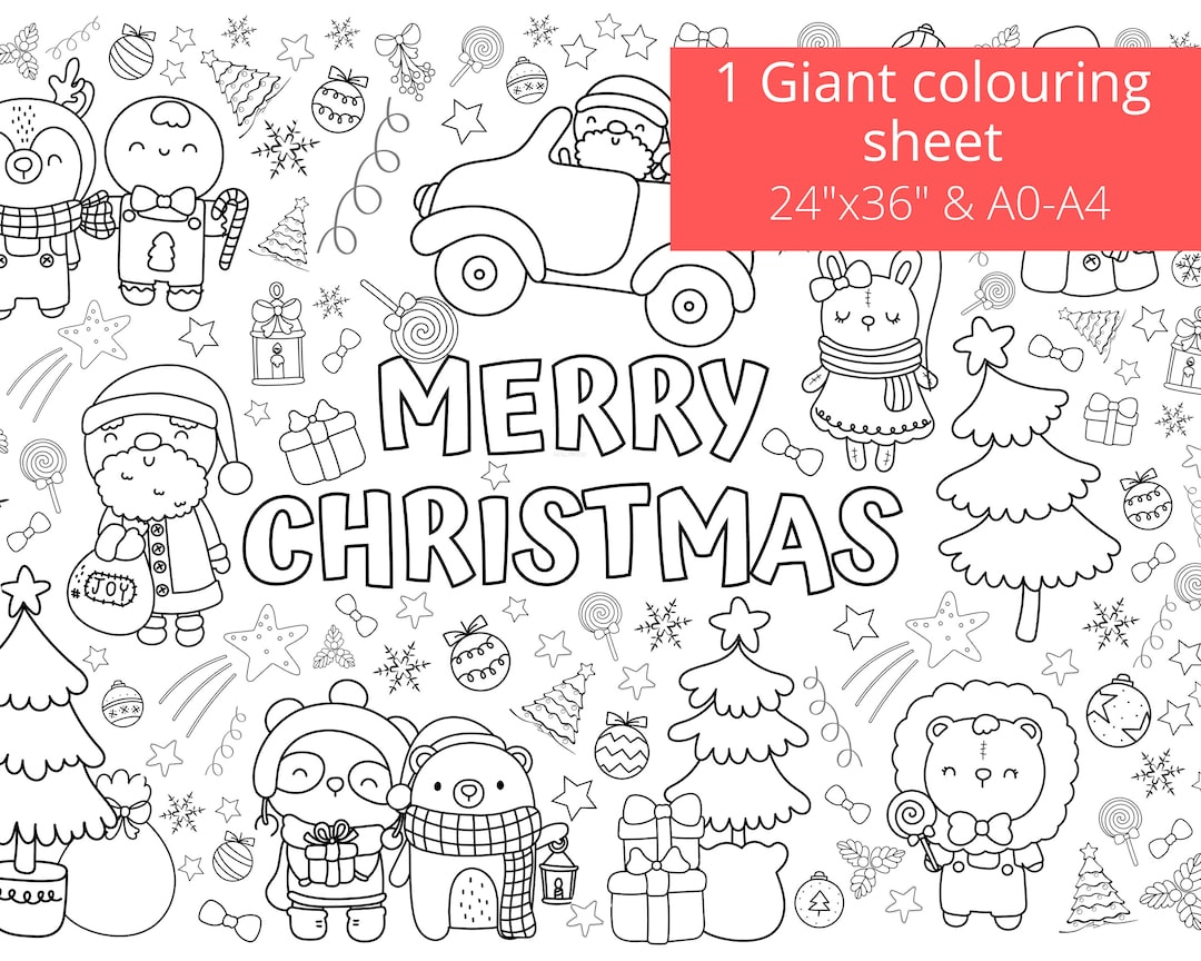 Giant Christmas Coloring Page, Printable Activity Sheet (Digital regarding Christmas Printable Pictures