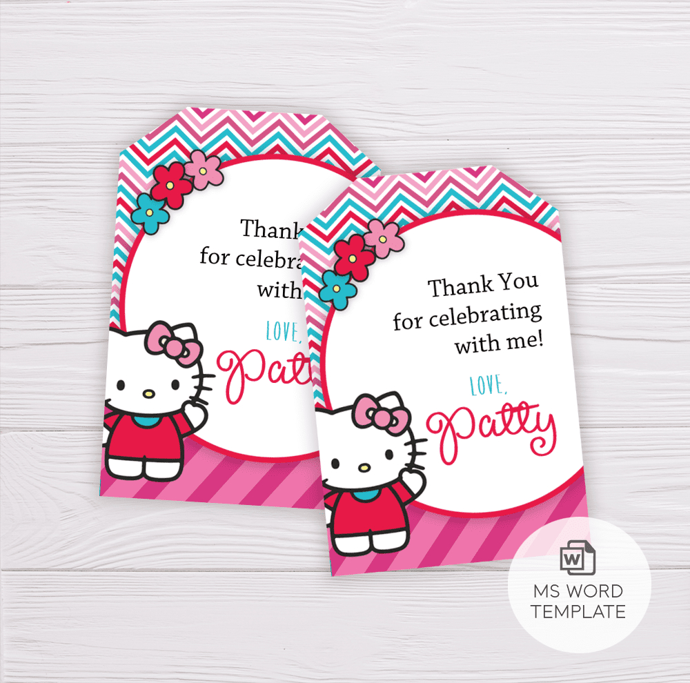 Hello Kitty Thank You Card Template - Dgtally in Hello Kitty Thank You Cards Printable Free