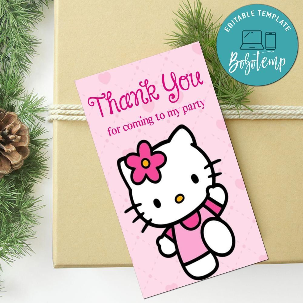 Hello Kitty Thank You Tag Customizable Template | Bobotemp pertaining to Hello Kitty Thank You Cards Printable Free