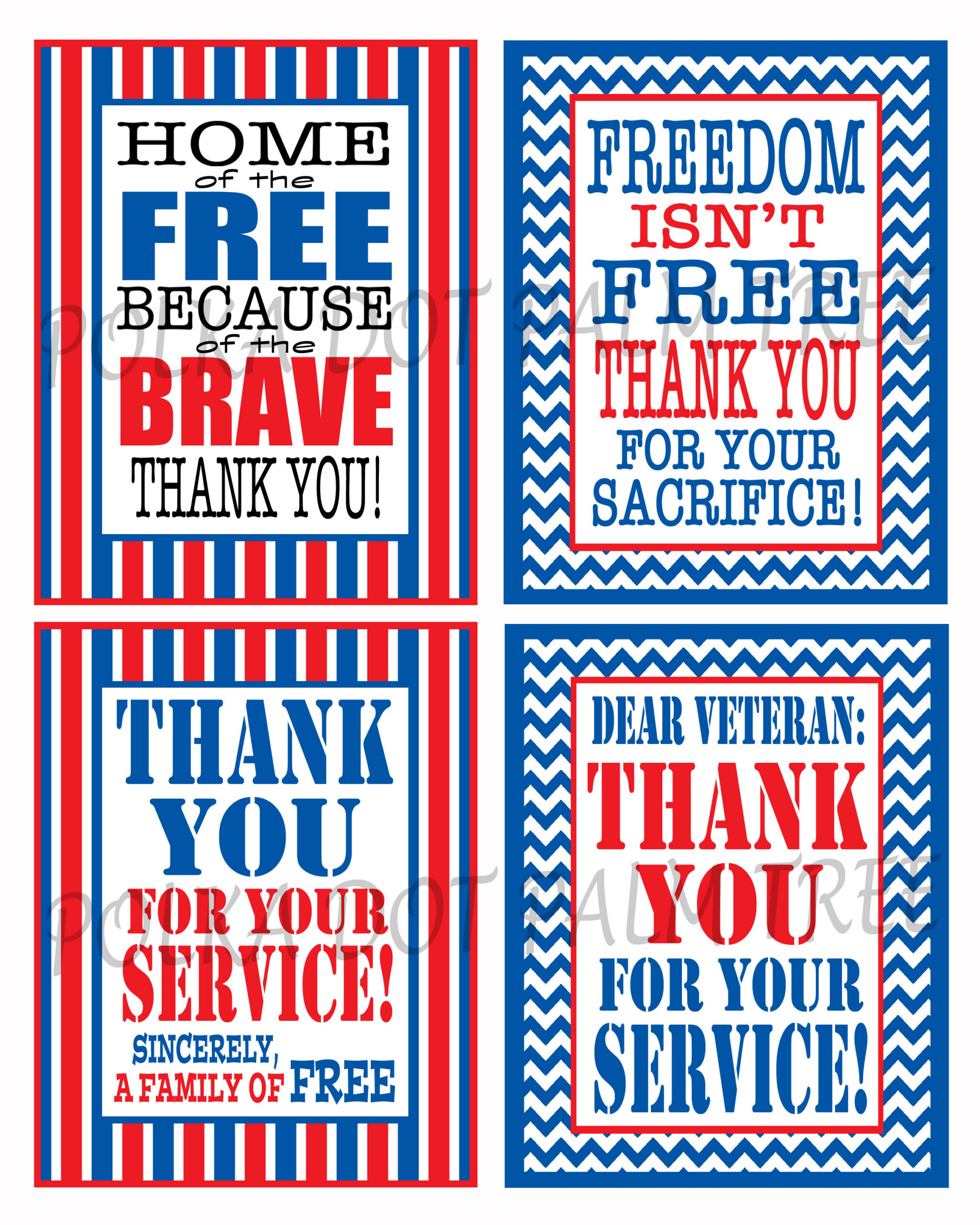 Instant Download Printable Veteran Military Patriotic Thank You in Thank You For Your Service Cards Printable