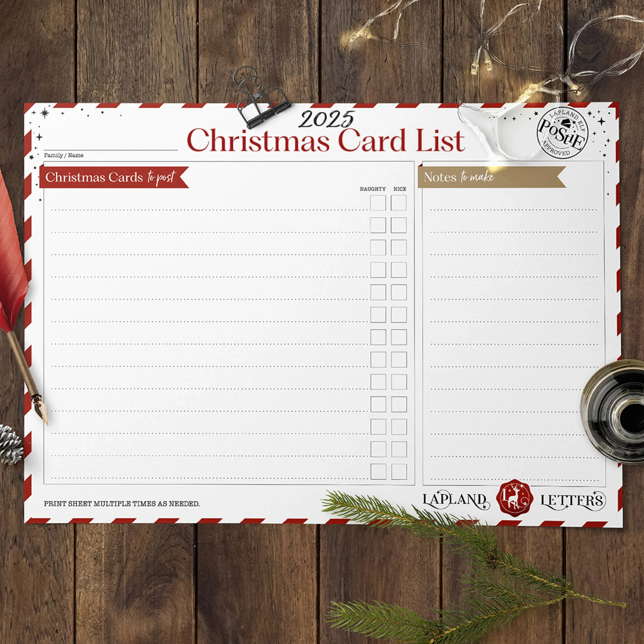 Lapland 2025 Christmas Planner | Lapland Letters with regard to Printable Christmas Card List 2025