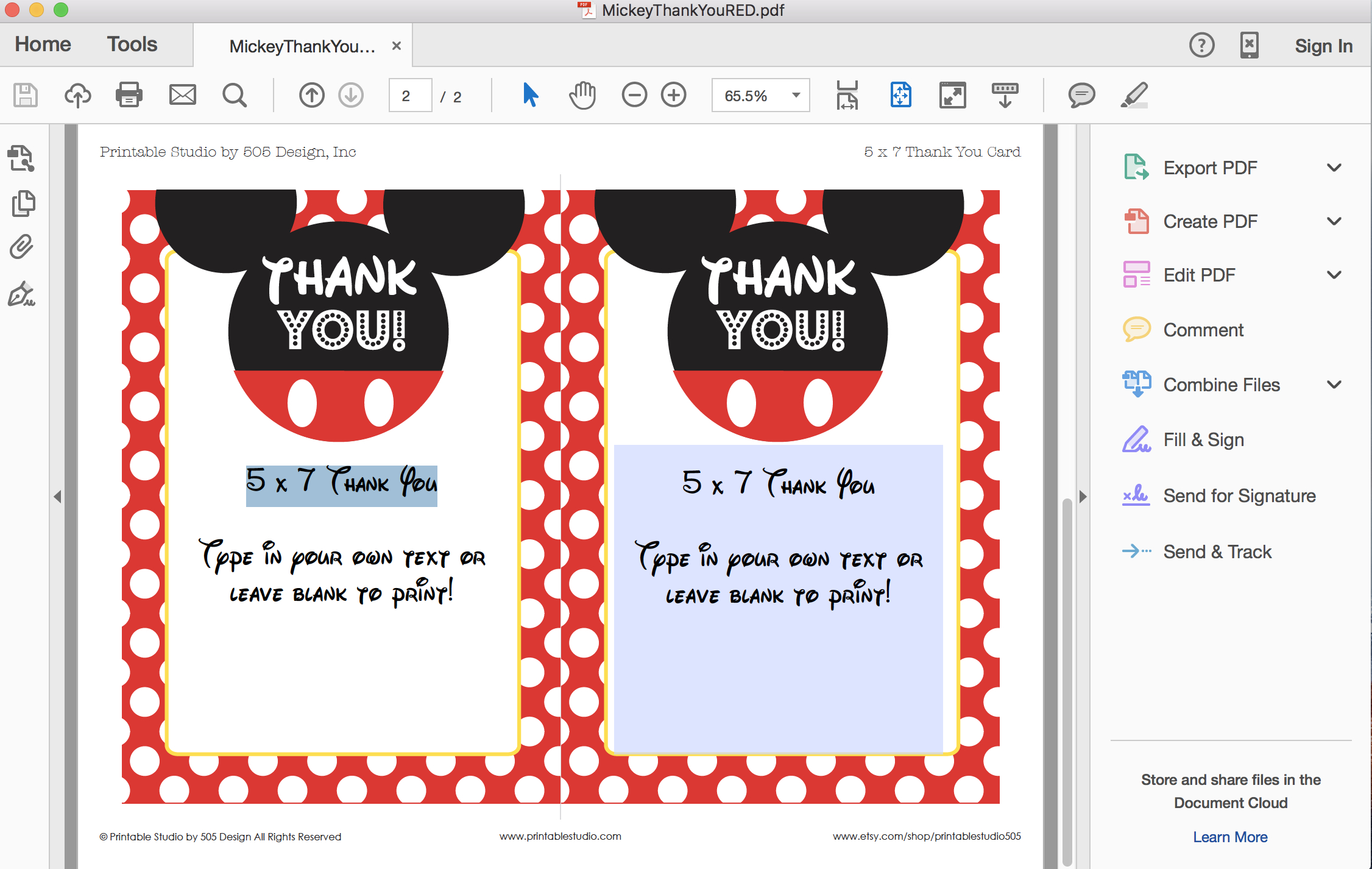 Mickey Mouse Thank You Card pertaining to Mickey Mouse Thank You Cards Printable