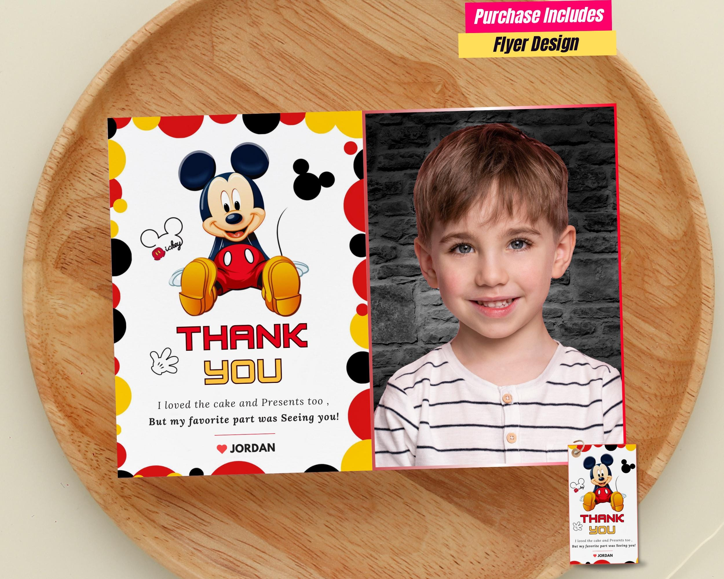 Mickey Mouse Thank You Card With Photo Mickey Mouse Greeting Photo with regard to Mickey Mouse Thank You Photo Cards Printable