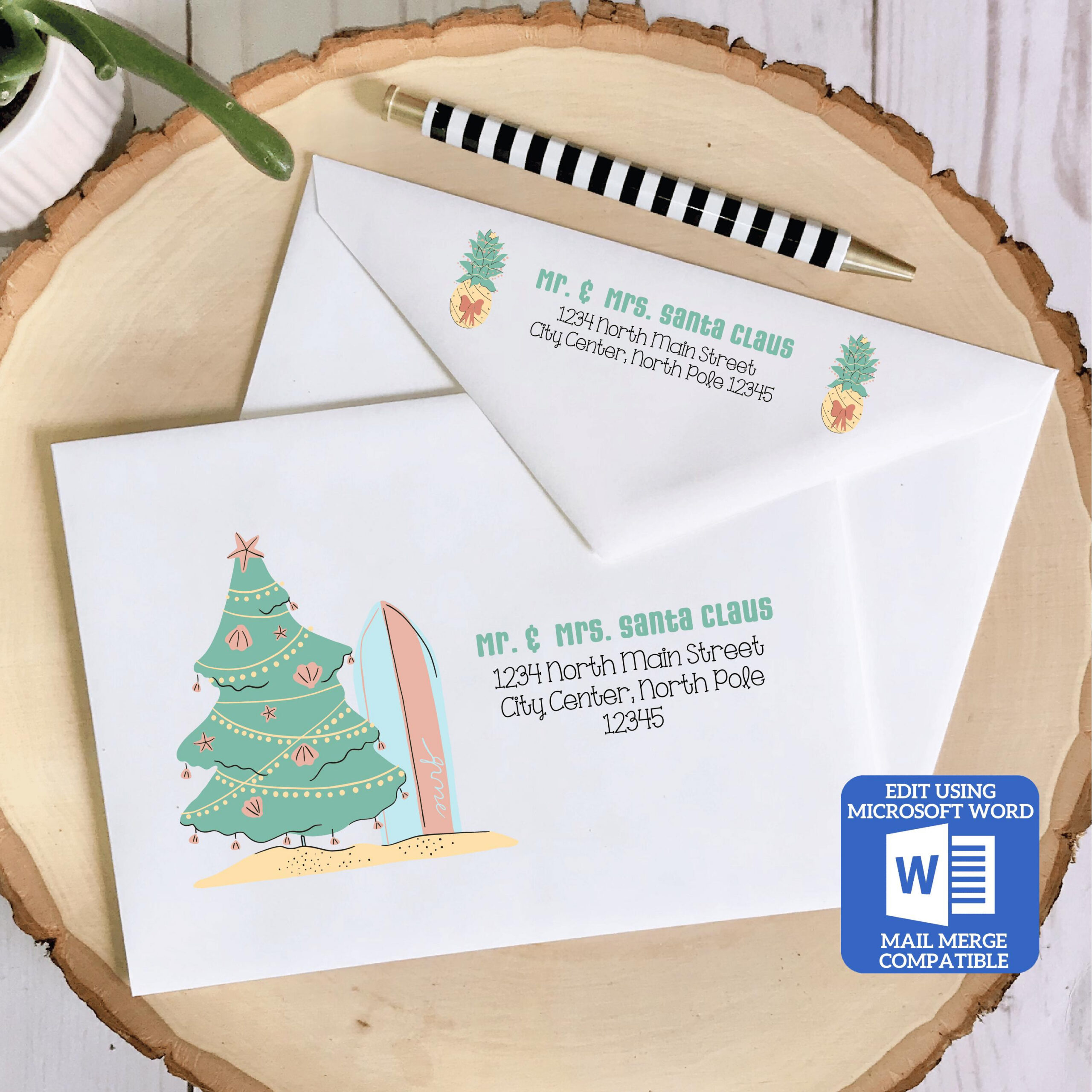 Printable Christmas Envelope Template | Hawaiian Holiday Design regarding Printable Christmas Card Envelopes 5X7