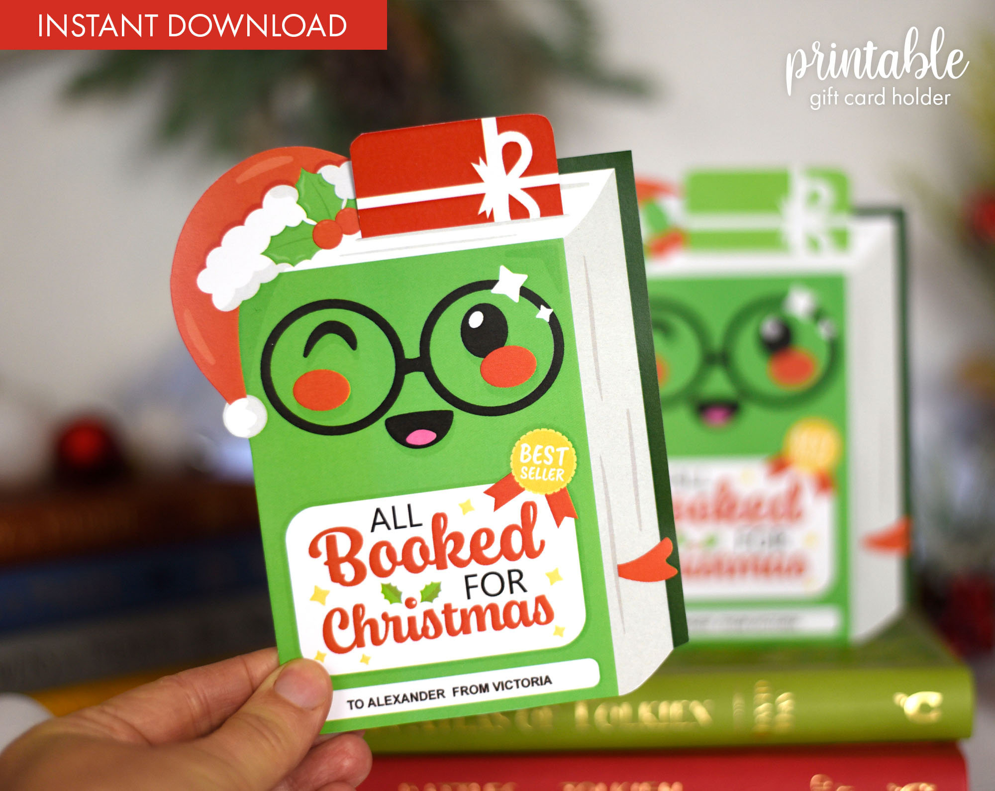Printable Christmas Gift Card Holder | Book Gift Card Holder in Kindle Gift Card Printable Christmas