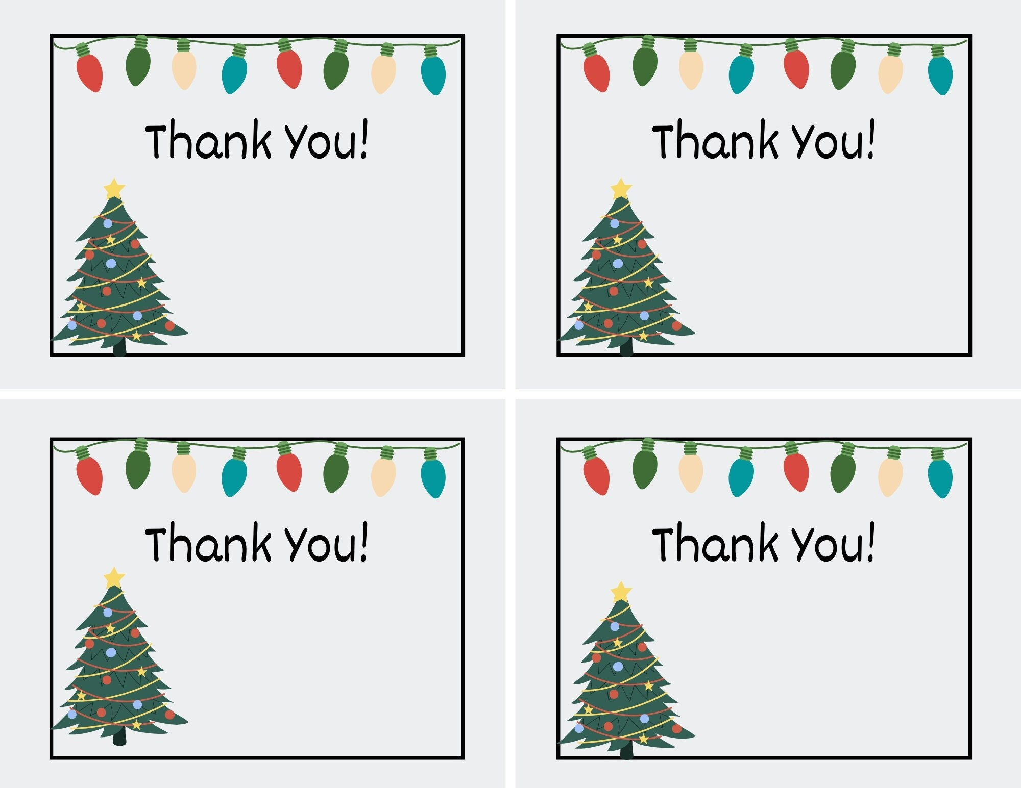 Printable Christmas Thank You Cards For Teachers, Students, Or throughout Holiday Thank You Cards Printable