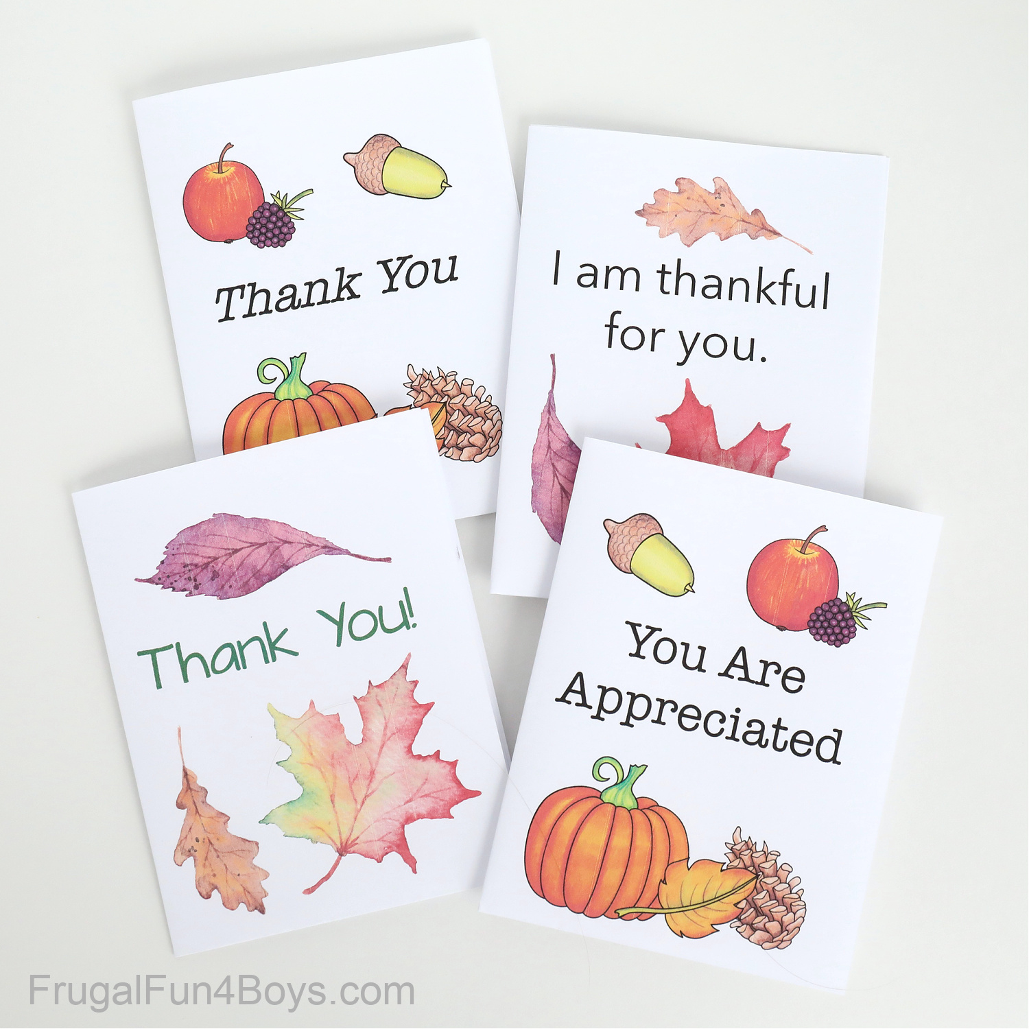 Printable Gratitude Cards {Kids Thanksgiving Activity} - Frugal for Thank You Cards Free Printable Kids Design