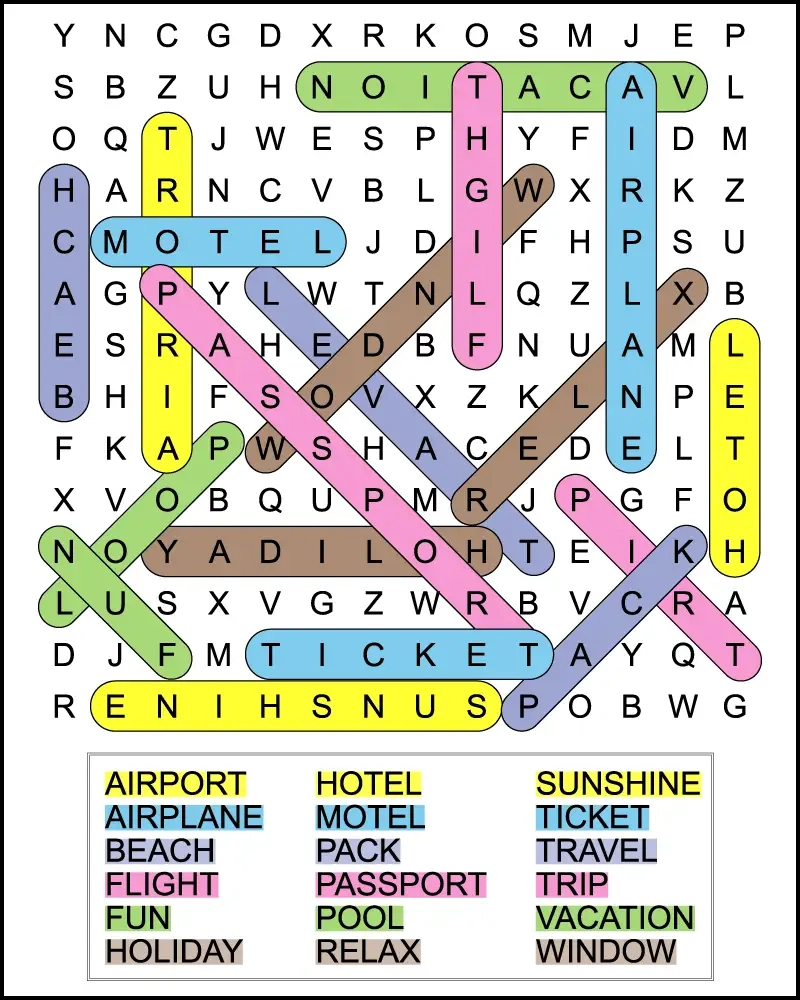 Printable Vacation Word Search For Kids - Tree Valley Academy with Holiday Word Search Printable with Answers