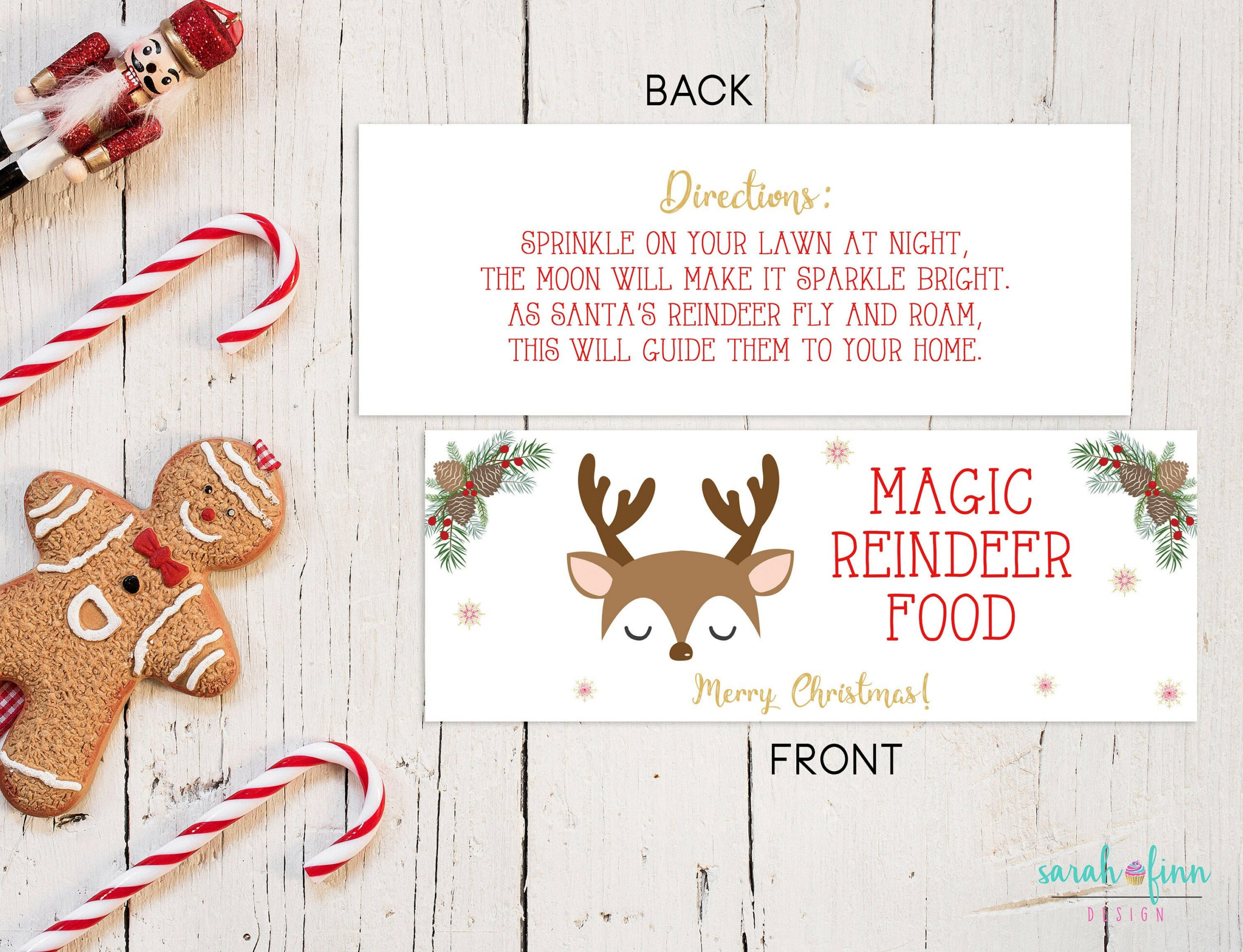 Reindeer Food Bag Topper Printable File Instant Download School intended for Free Reindeer Food Printable Bag Topper