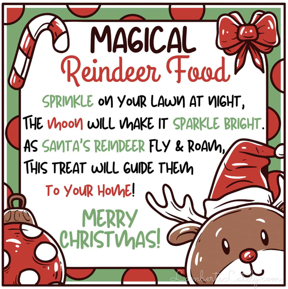 Reindeer Food Recipe & Poem Printable | Lamberts Lately for How to Make Reindeer Food Printable