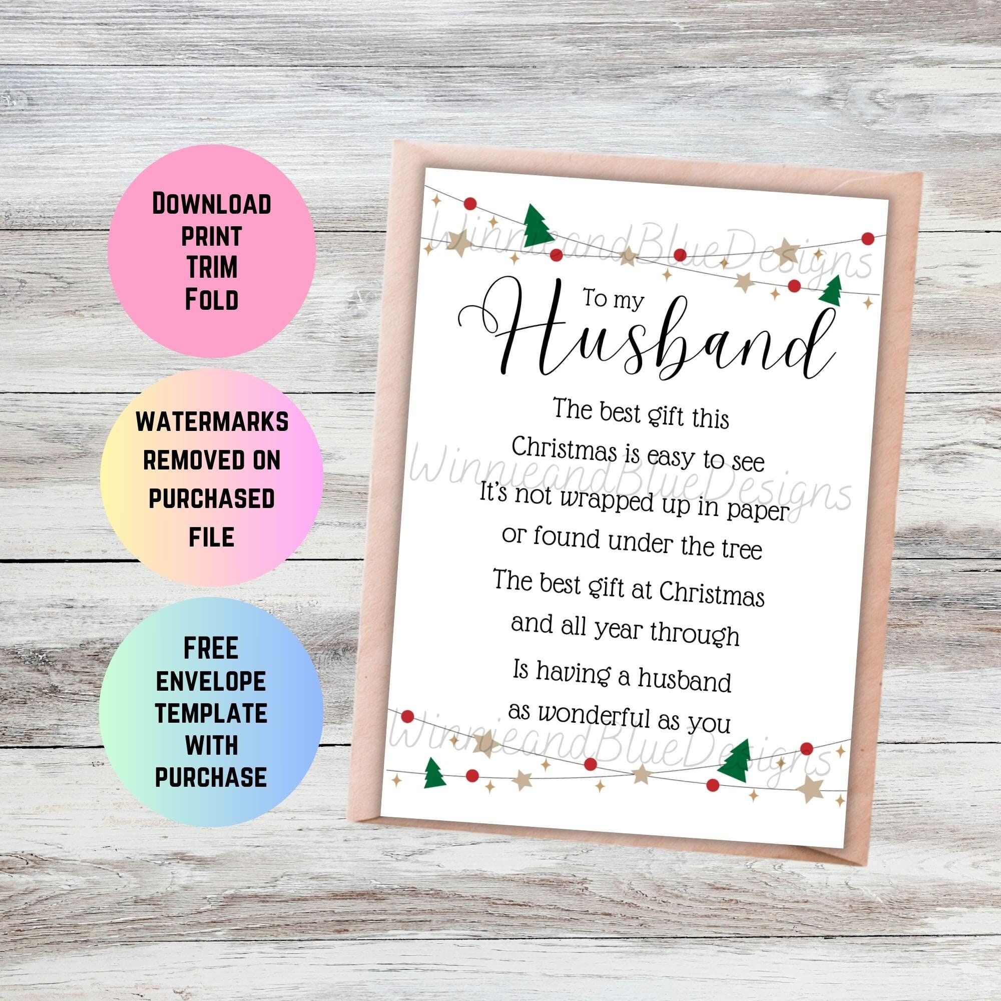 Romantic Christmas Poem Card For Husband (Printable Pdf) regarding Printable Christmas Card Husband