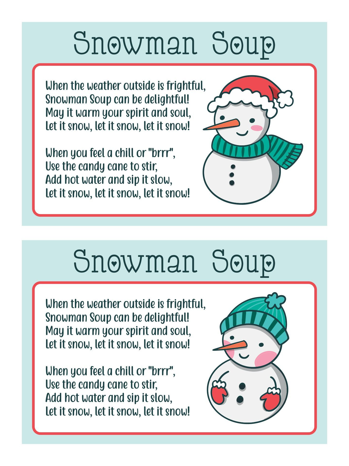 Snowman Soup Labels - 10 Free Pdf Printables | Printablee inside Free Snowman Soup Printable