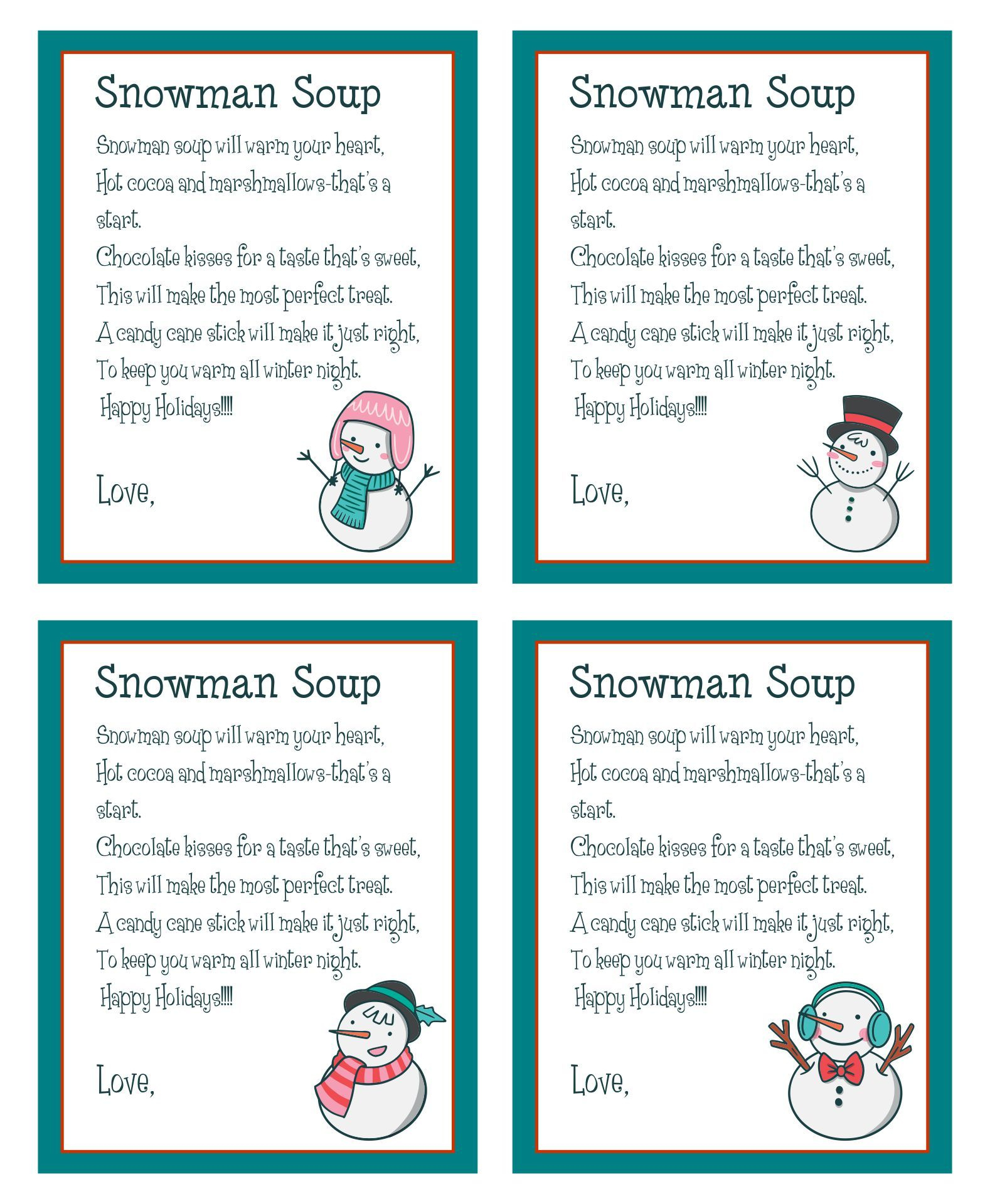 Snowman Soup Labels - 10 Free Pdf Printables | Printablee pertaining to Free Snowman Soup Printable Labels