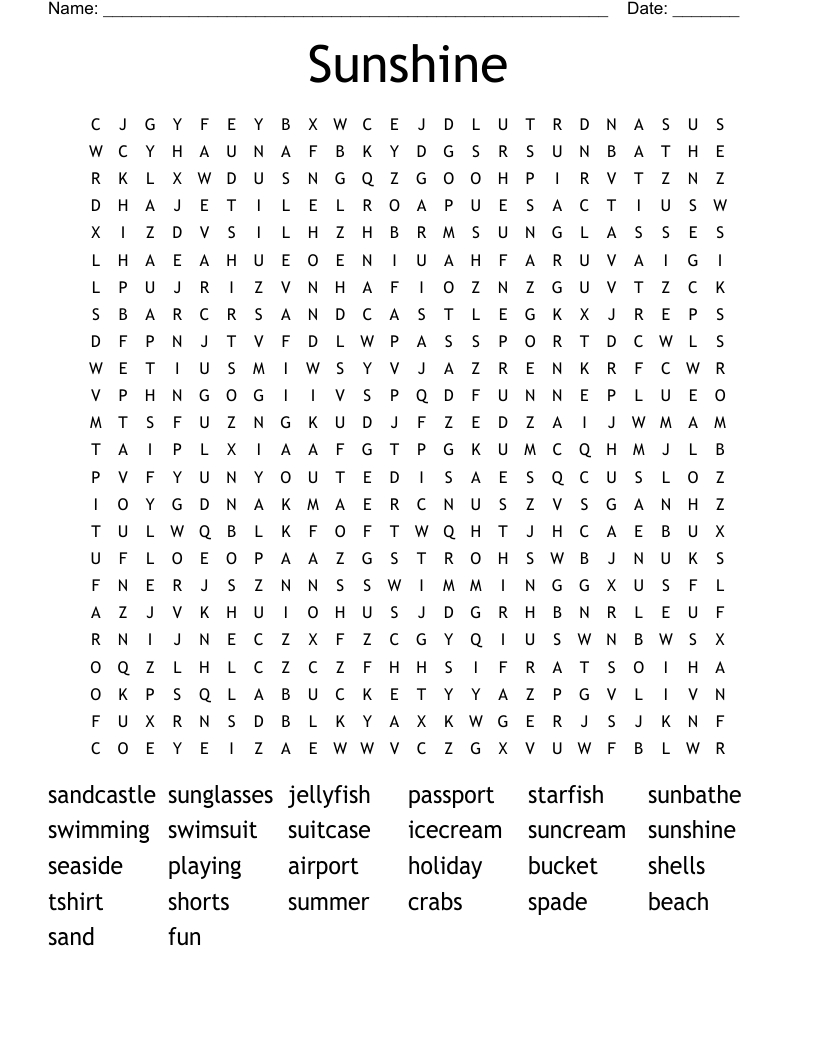 Summer Holidays Word Search - Wordmint inside Summer Holiday Word Search Printable