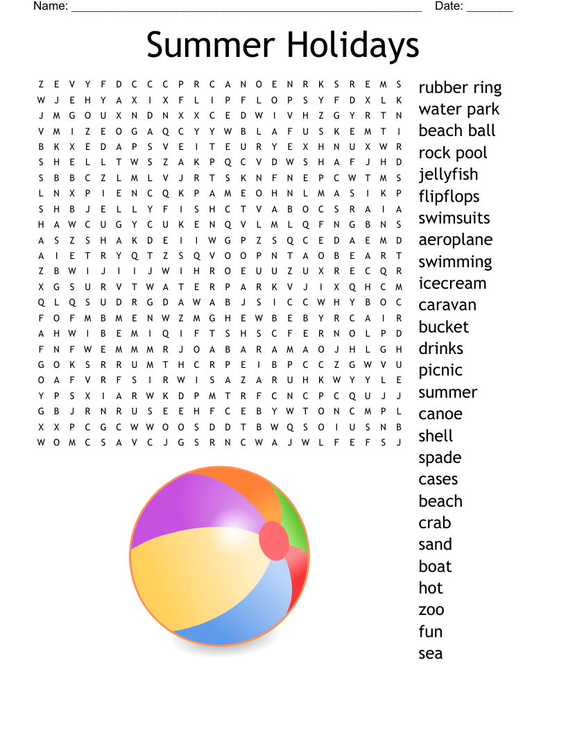 Summer Holidays Word Search - Wordmint regarding Summer Holiday Word Search Printable