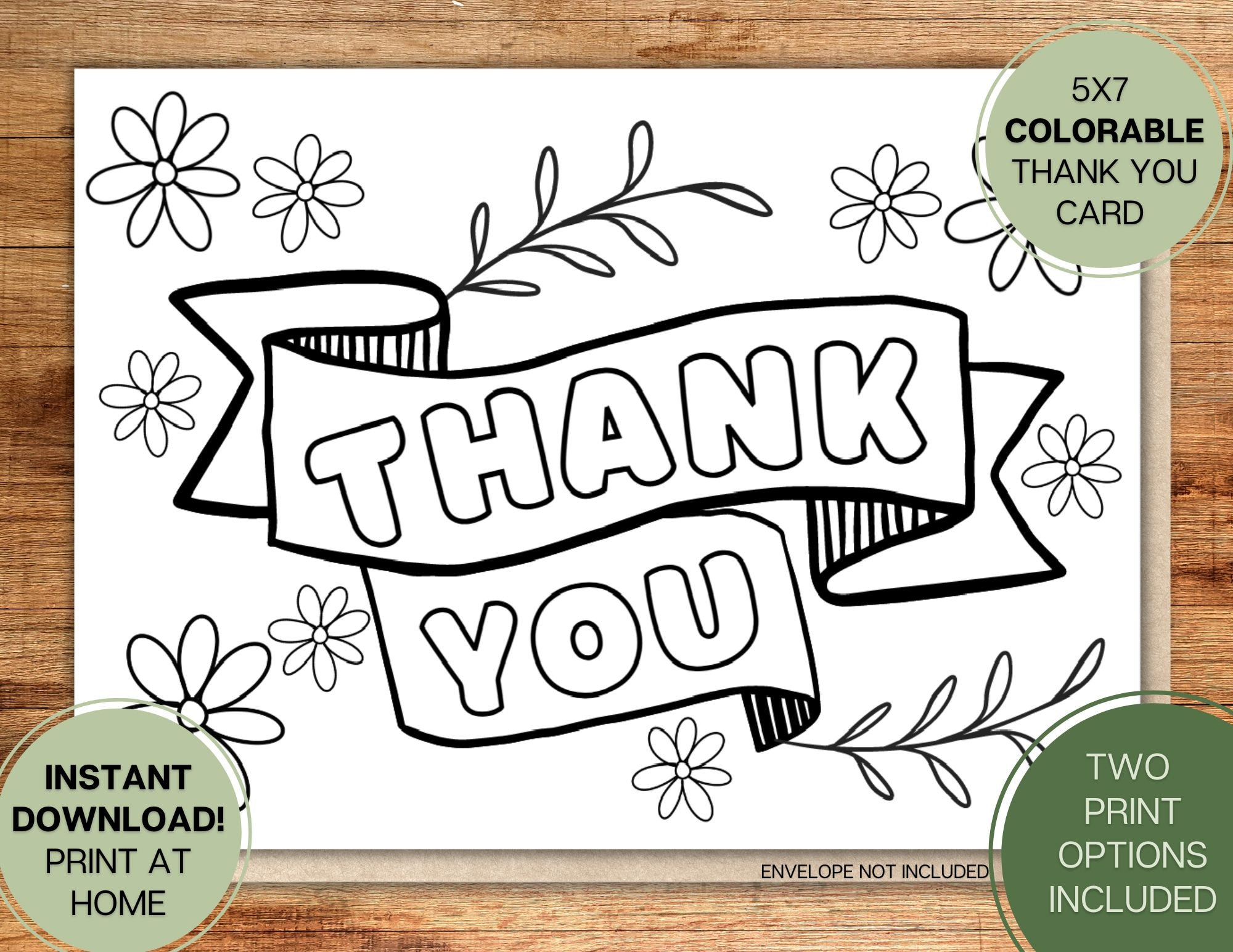 Thank You Card From Child L Colorable Coloring Craft L Gift L throughout Free Thank You Cards Printable 5X7
