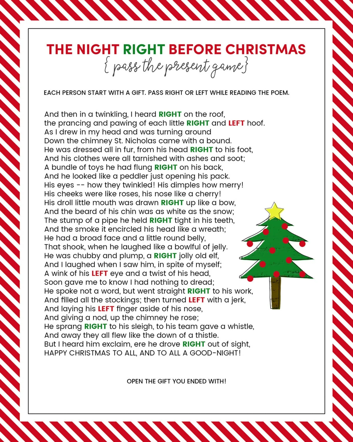 The Left Right Christmas Game {With Story + Print}| Lil&amp;#039; Luna for Short Left Right Christmas Game Printable