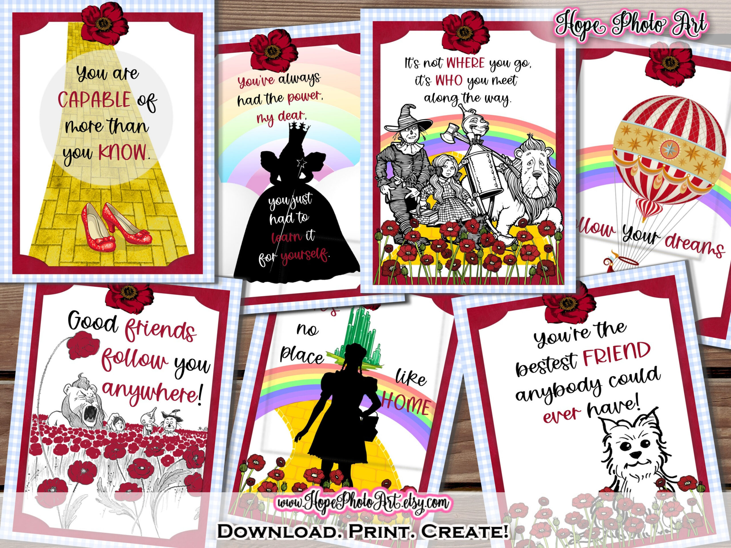 Vintage Wizard Of Oz Greeting Cards, Junk Journal, Valentines for Wizard of Oz Thank You Cards Printable