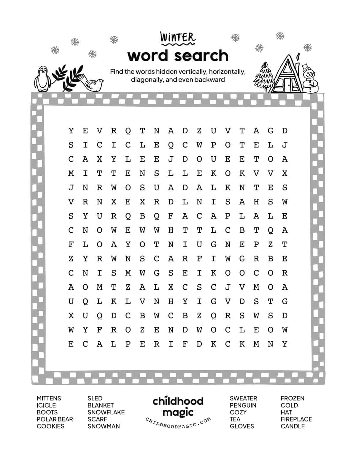 Winter Word Search - Childhood Magic pertaining to Winter Holiday Word Search Printable Free